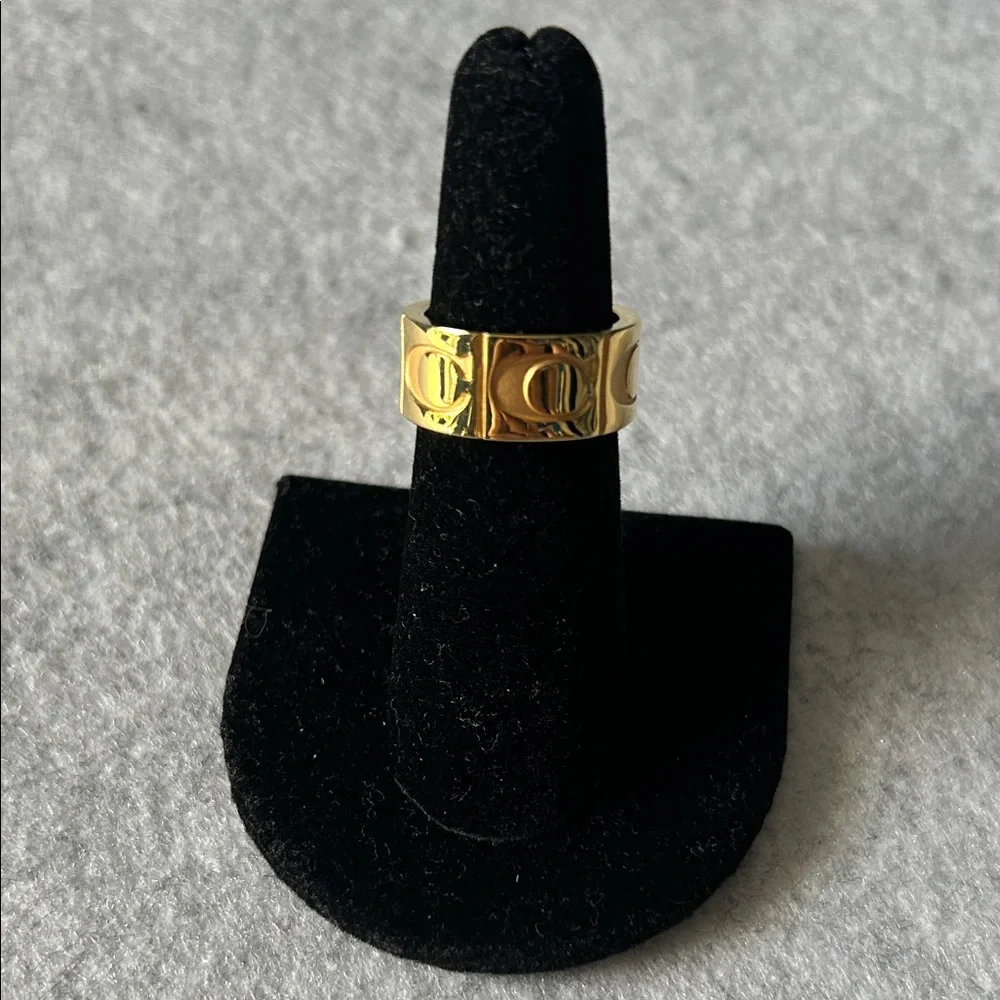 Coach Gold Plated Signature C Logo Wide Band Ring - Picture 6 of 9